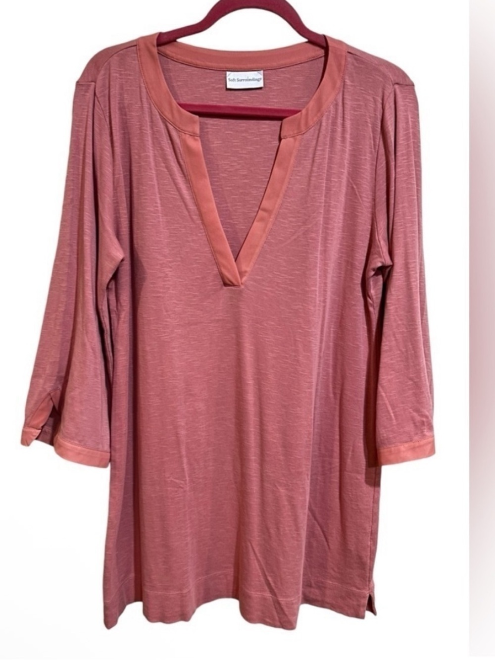 SOFT SURROUNDINGS Women’s Clay V-Neck Cotton Pullover Tunic Top
